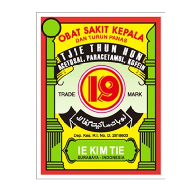 19 Obat Sakit Kepala Tjie Thun Hun 0.7gr (Isi 100pcs) | Gogobli