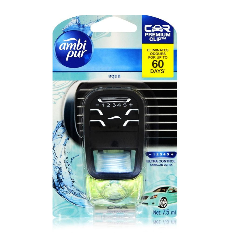 Ambi Pur Pengharum Mobil Starter Kit Ultra Control Aqua 7.5ml | Gogobli