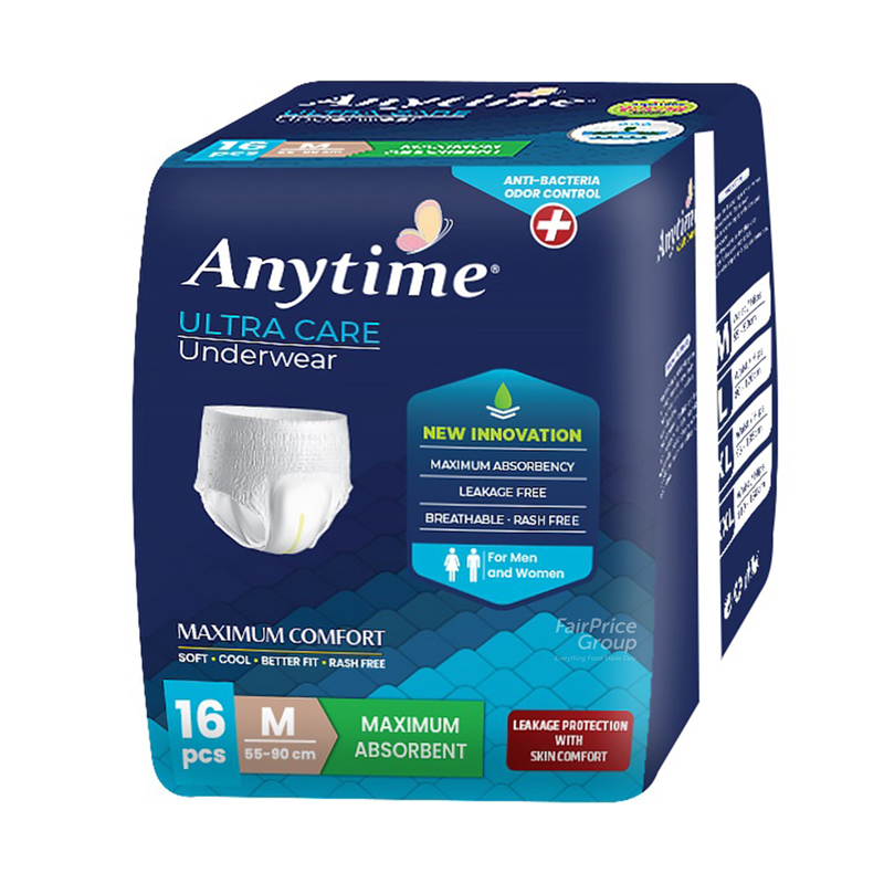 Anytime Anti-Bacterial & Odor Control Ultra Care Adult Pants M (16 Pcs) | Gogobli