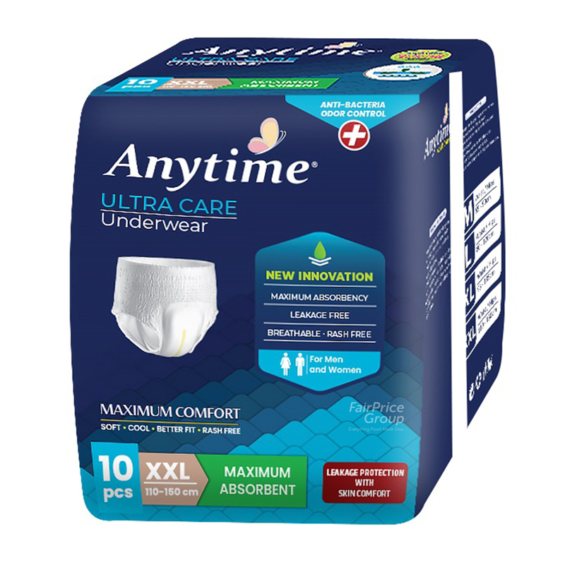 Anytime Anti-Bacterial & Odor Control Ultra Care Adult Pants XXL (10 Pcs) | Gogobli
