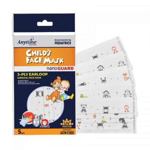 Anytime Childs Face Mask Nano Guard 3-Ply Earloop (5pcs) (ED: Sep 25) | Gogobli