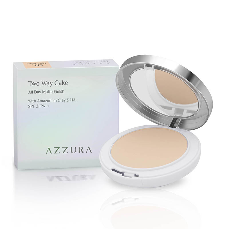 Azzura Two Way Cake All Day Matte Finish 01. Light Beige 12gr | Gogobli