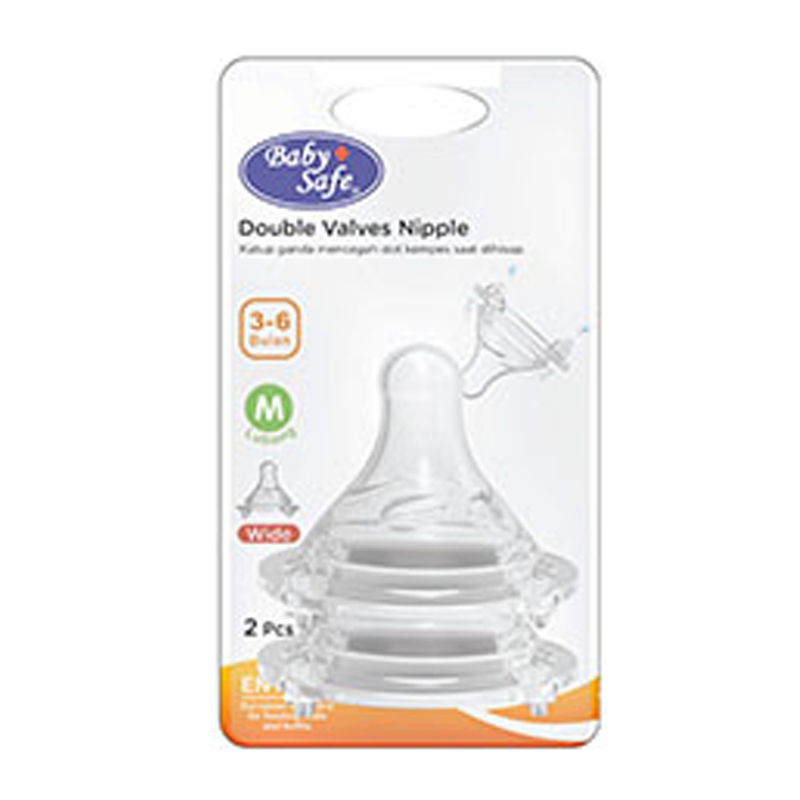Baby Safe Dot Wide Neck M Double Valves Wide Neck Nipple DWN0M 2s | Gogobli