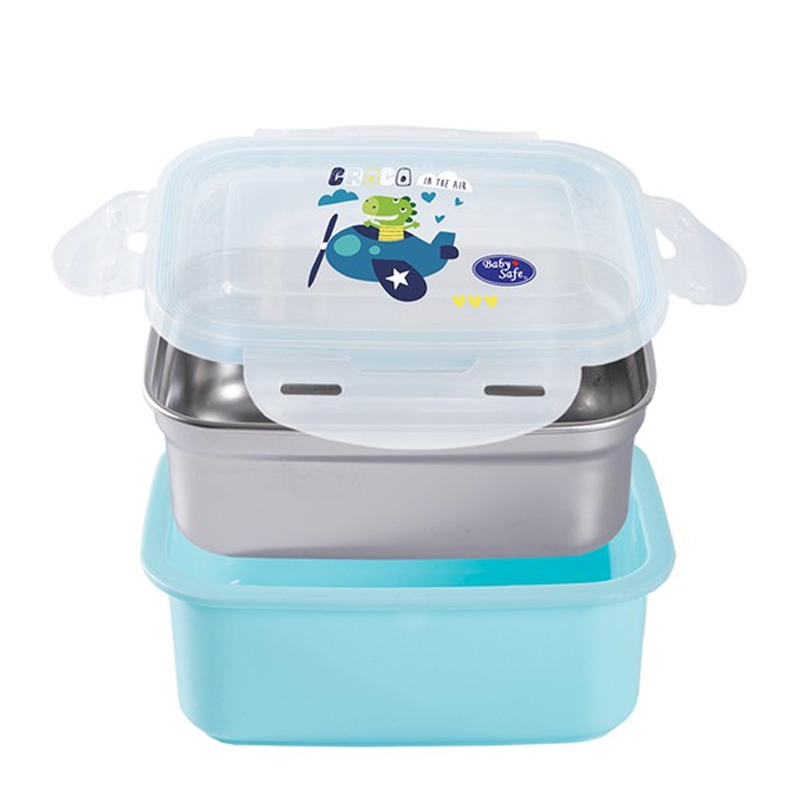 Baby Safe Stainless Lunch Box Square SS009 Blue 360ml | Gogobli