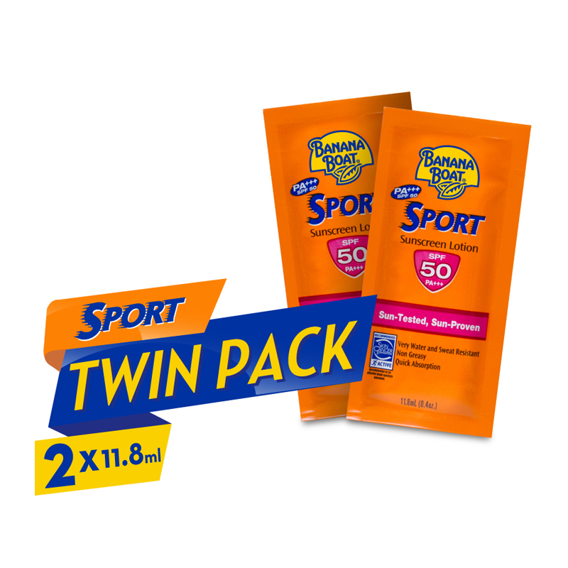 Banana Boat Sport Suncreen Lotion SPF50 PA+++ 11.8ml (Travel Pack) (2pcs) | Gogobli