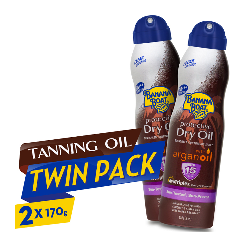Banana Boat Ultramist Protective Dry Oil Argan Oil SPF15 170gr (2pcs) | Gogobli