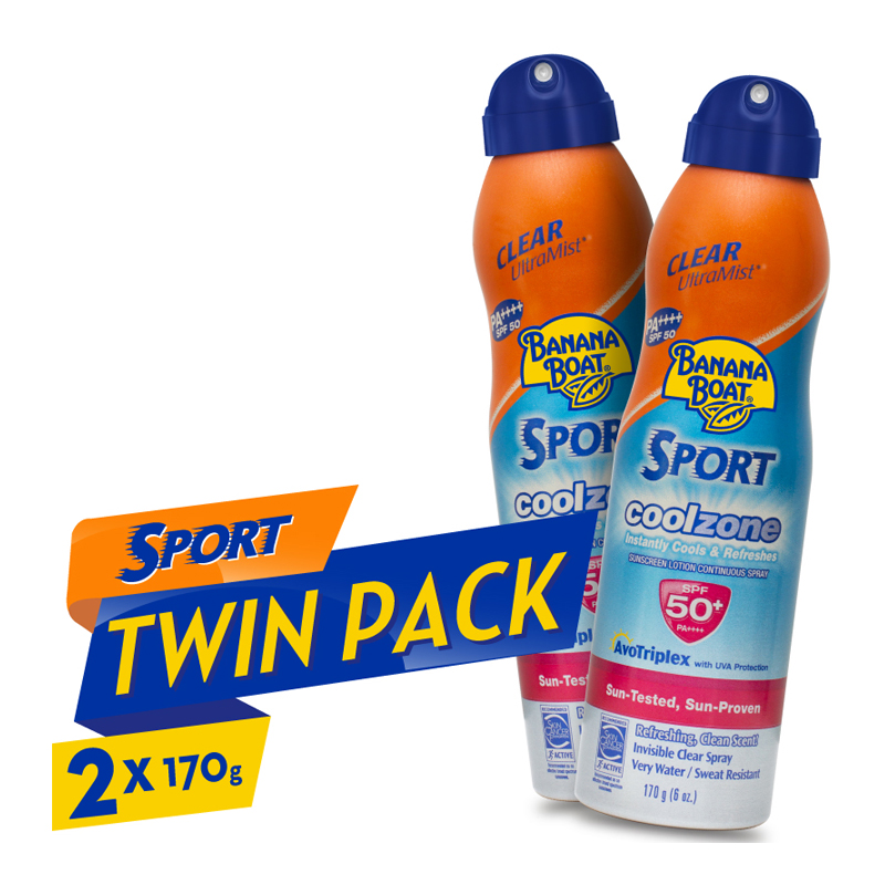 Banana Boat Clear Ultramist Sport Coolzone Spray SPF50 170gr (2pcs) | Gogobli