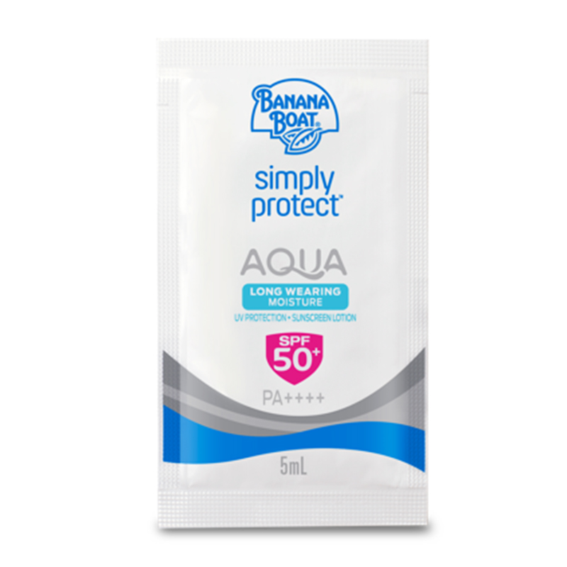Banana Boat Simply Protect Aqua Long Wearing Moisture Sunscreen Lotion SPF 50+ PA++++ Sachet 5ml | Gogobli