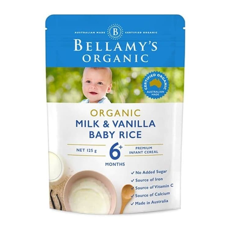 Bellamys Organic Milk & Vanila Baby Rice (6+ Months) 125gr | Gogobli