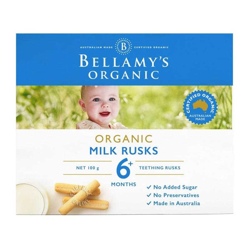 Bellamys Organic Milk Teething Rusks (6+ Months) 100gr | Gogobli