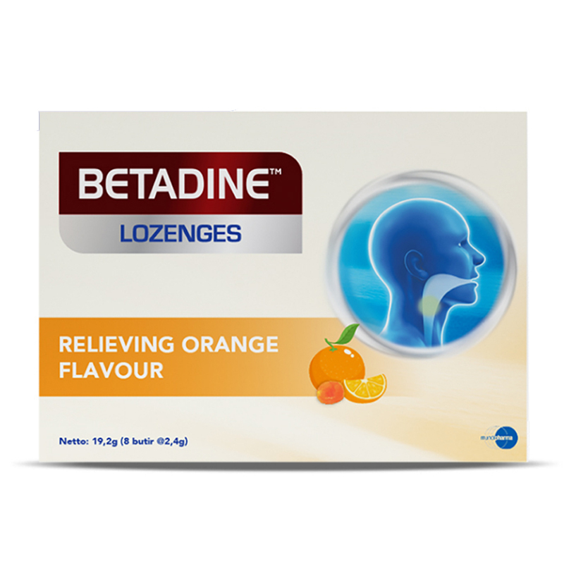 Betadine Lozenges Orange Flavour (8 Butir @2.4gr) | Gogobli