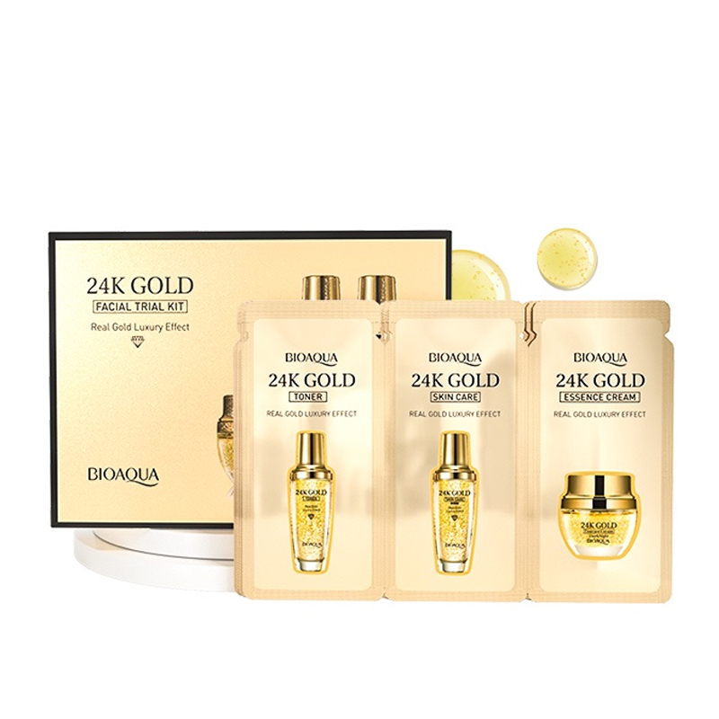 Bioaqua 24K Gold Facial Trial Kit (3gr+3gr+3gr@10pcs) | Gogobli