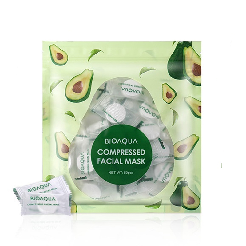Bioaqua Compressed Facial Mask Avocado Green 50pcs | Gogobli