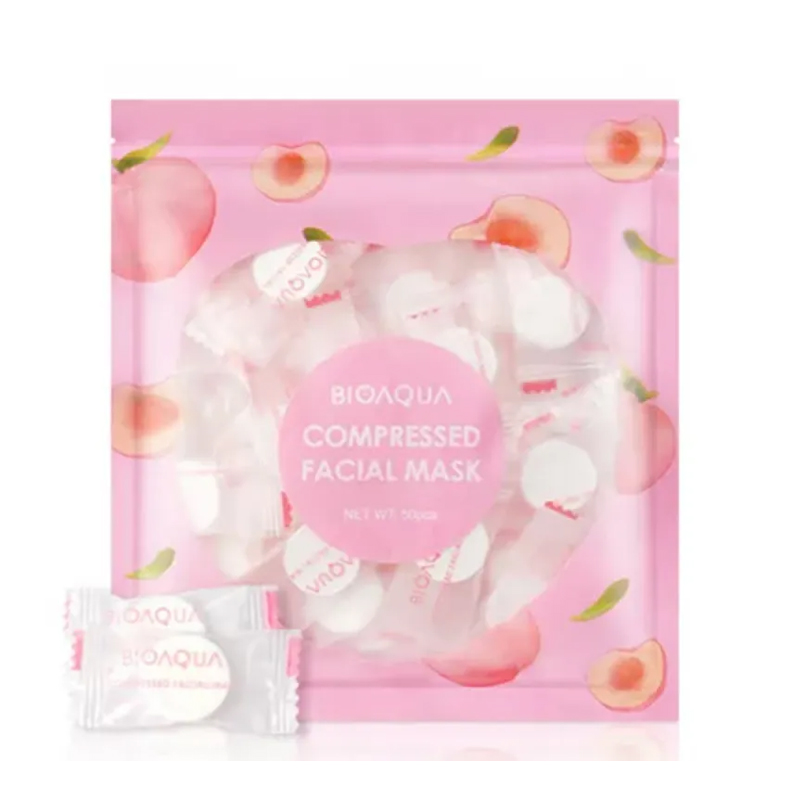 Bioaqua Compressed Facial Mask Peach Powder 50pcs | Gogobli