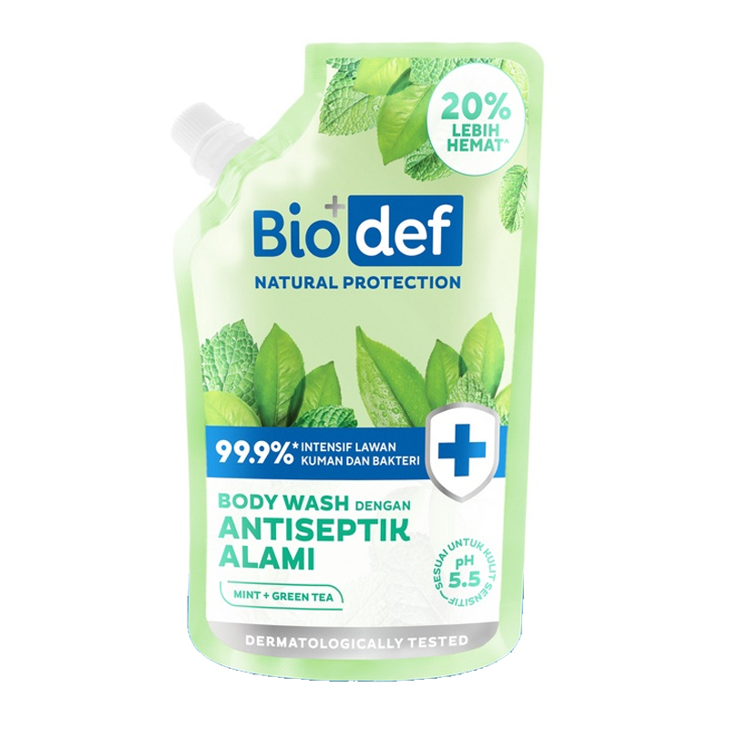 Biodef Body Wash Mint + Green Tea Pouch 400ml | Gogobli