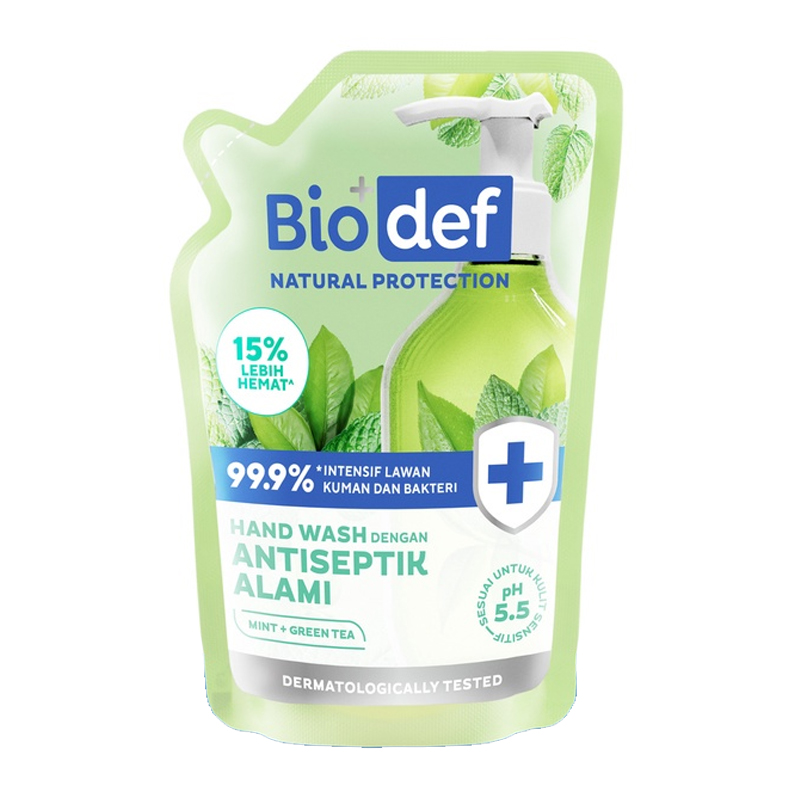 Biodef Hand Wash Mint + Green Tea Pouch 250ml | Gogobli