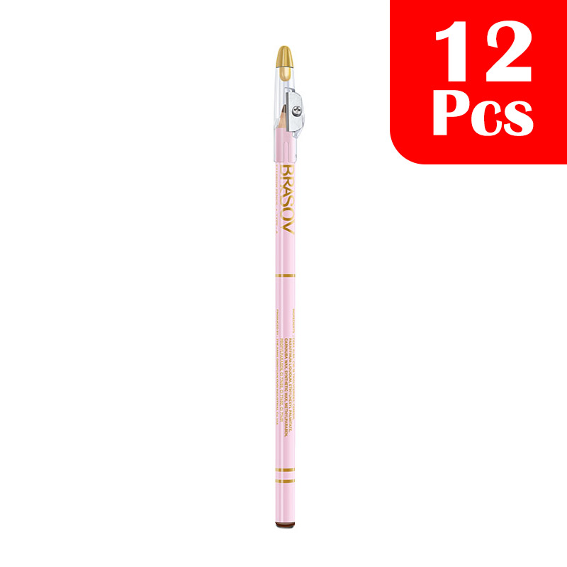 Brasov Eyebrow Pencil 2 In 1 Brown 2.9gr (12 Pcs) | Gogobli