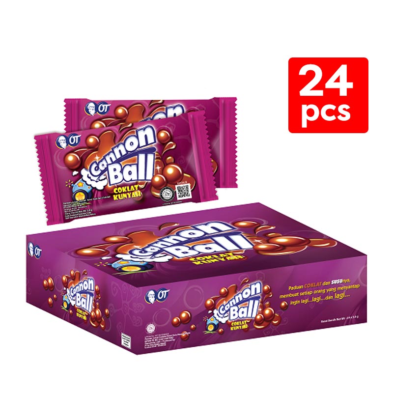 Cannon Ball 500 Cokelat Kunyah Box (24pcs @ 5.4gr) | Gogobli