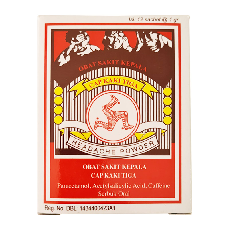 Cap Kaki Tiga Obat Sakit Kepala (12 Sachet) (ED: Mar 24) | Gogobli