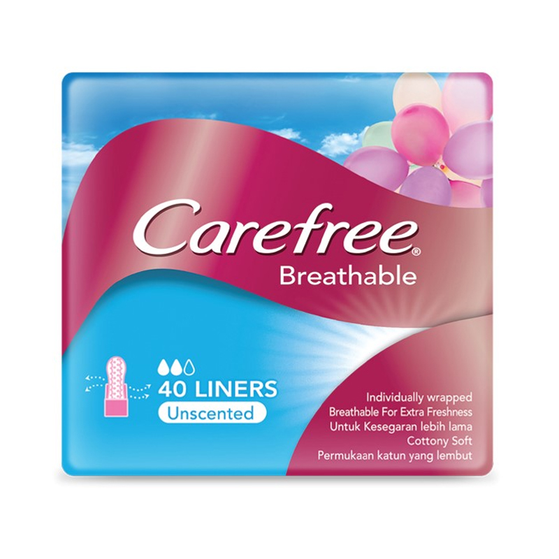 Carefree Breathable Unscented Panty Liner 40s | Gogobli