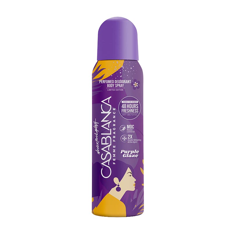 Casablanca Femme Perfumed Deodorant Body Spray Purple Glaze 150ml | Gogobli