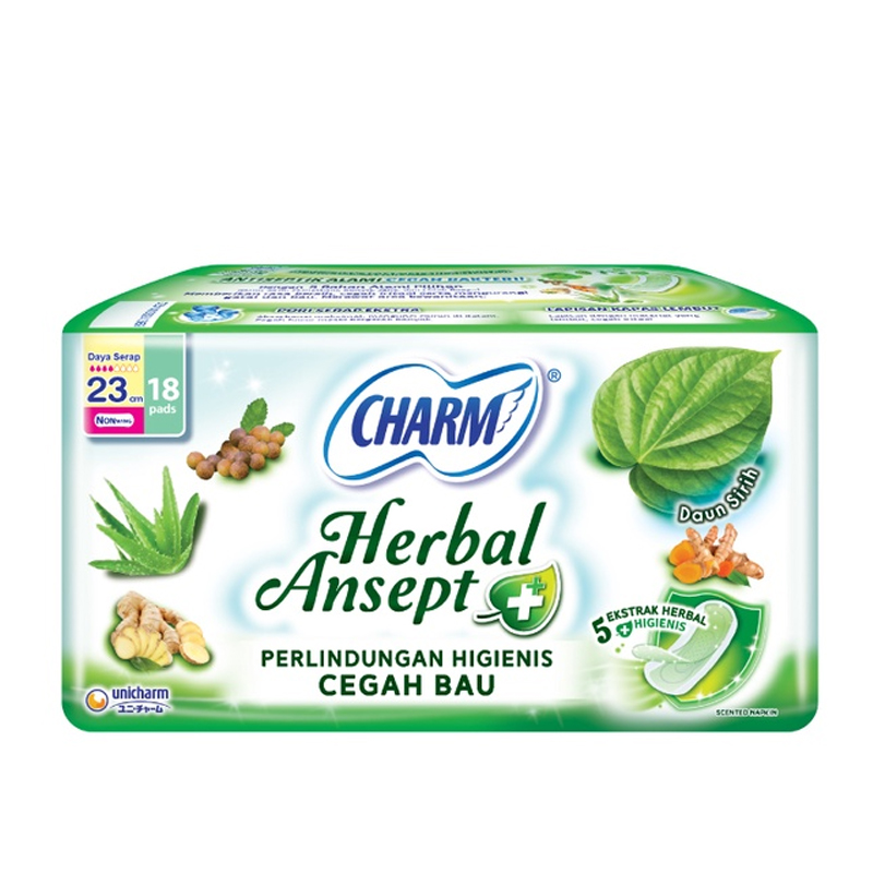 Charm Herbal Ansept Non Wing 23cm 18pcs | Gogobli