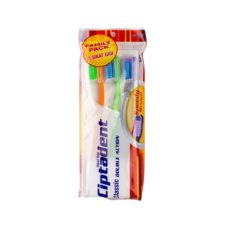 Ciptadent Toothbrush - Classic Double Action Soft Isi 3pack | Gogobli