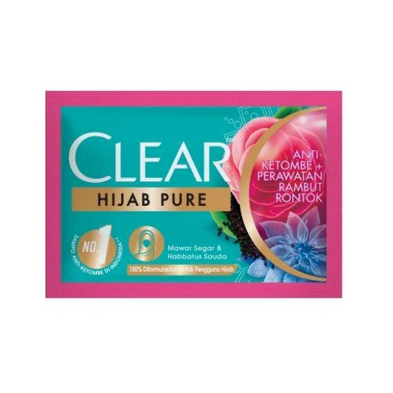 Clear Hijab Pure Anti-Dandruff Shampoo Hairfall Treatment Sachet 9ml | Gogobli