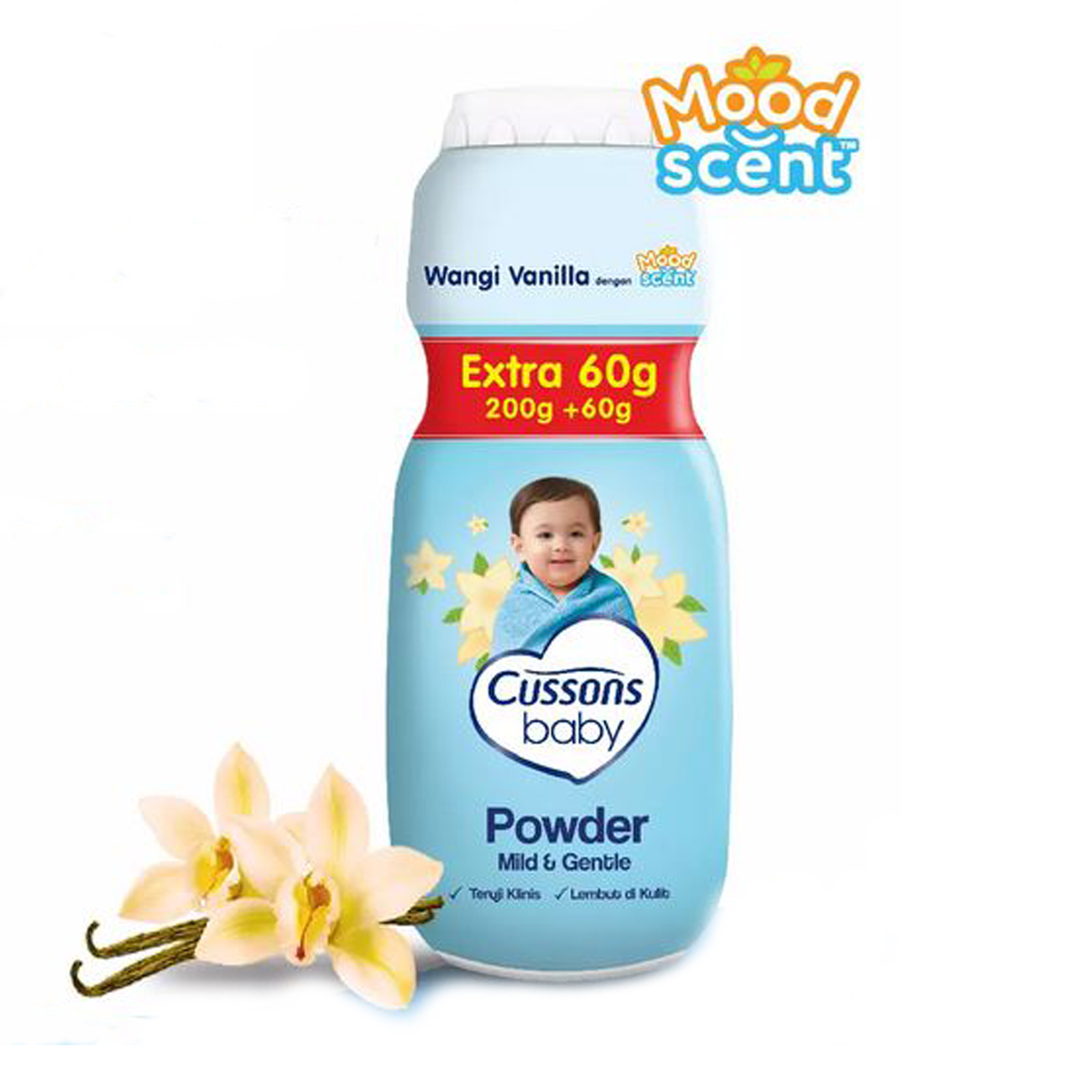 Cussons Baby Powder Mild And Gentle Extra Fill 200gr+60gr | Gogobli