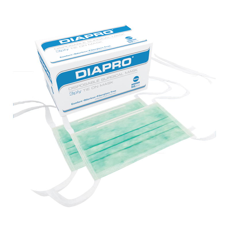 Diapro Value Mask Tie On Green 3Ply 50s | Gogobli