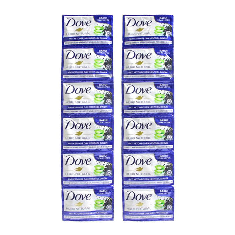 Dove Hijab Natural Sampo Anti Ketombe Dan Menthol Dingin Sachet 8ml (Renceng Isi 12pcs) | Gogobli