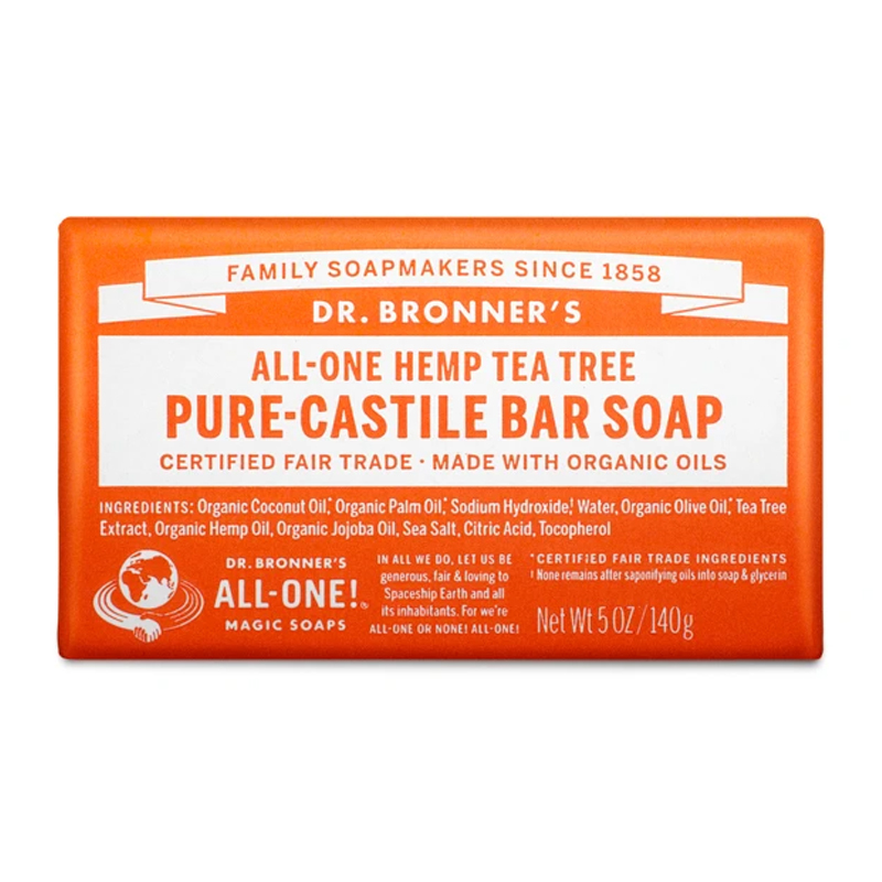 Dr Bronners Pure Castille Bar Soap Teatree 140gr | Gogobli