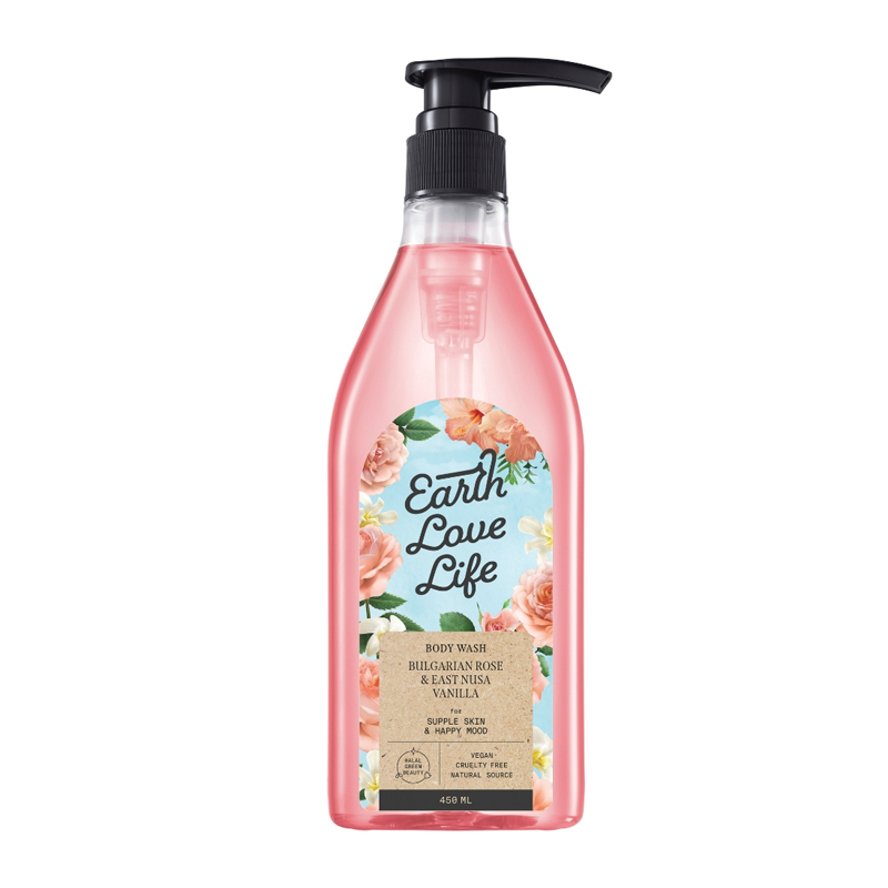 Earth Love Life Bulgarian Rose & East Nusa Vanilla Body Wash 450ml | Gogobli