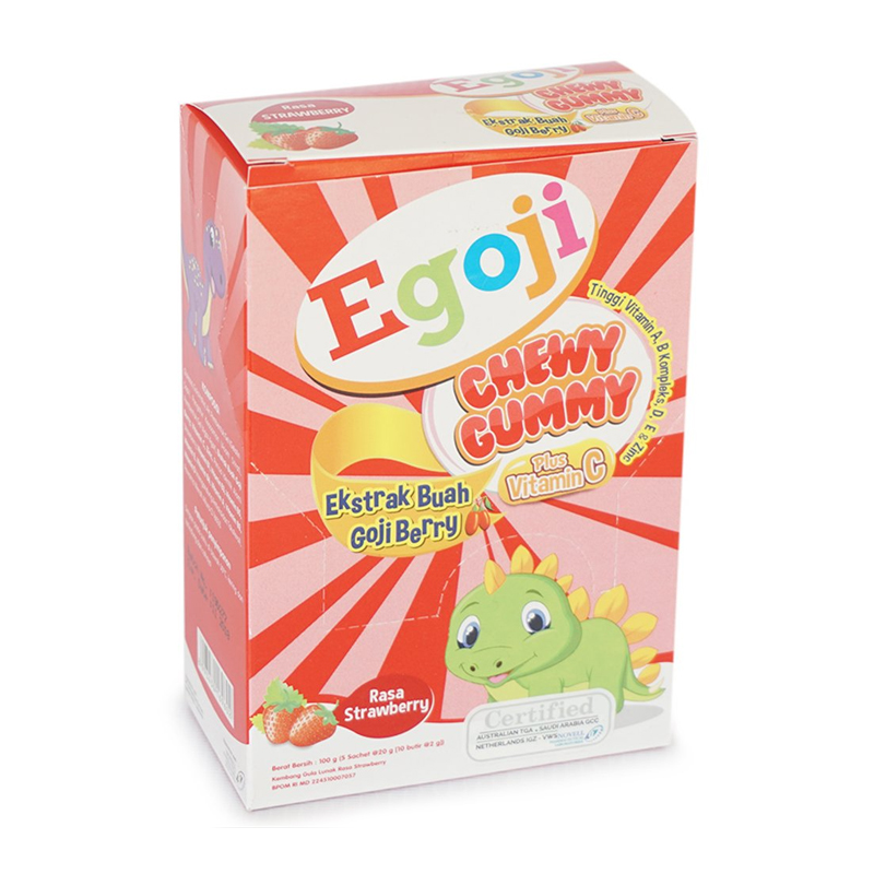 Egoji Chewy Gummy Strawberry Box (5 Sachet @ 20gr) | Gogobli