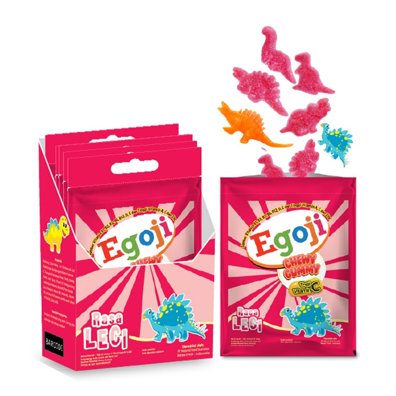 Egoji Chewy Gummy Leci Box (5 Sachet @ 20gr) | Gogobli