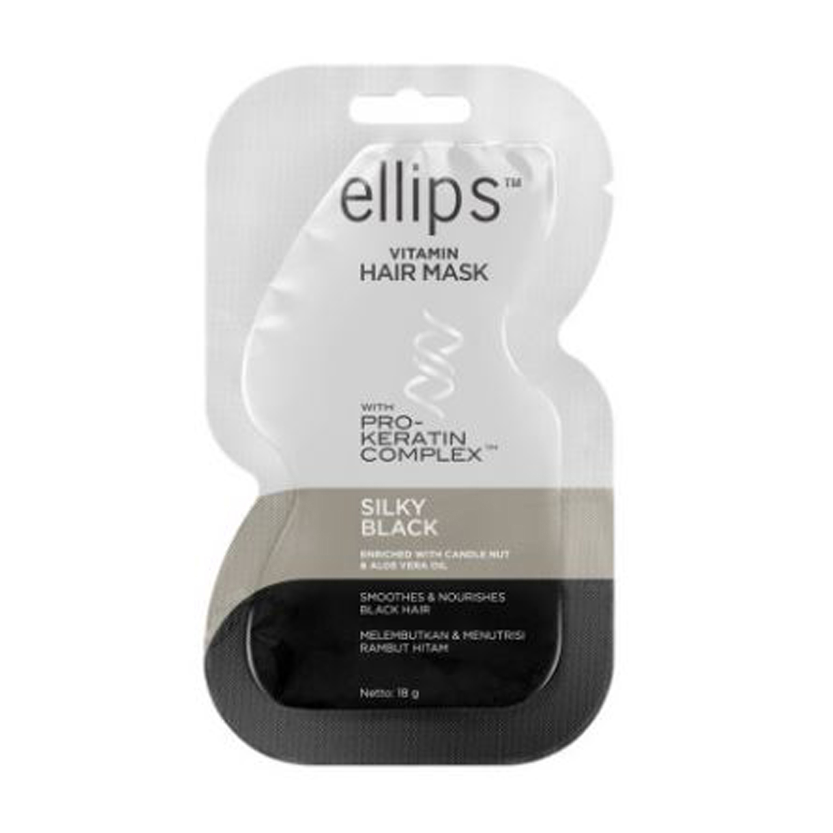 Ellips Hair Mask Pro Keratin Silky Black Sachet 18gr | Gogobli