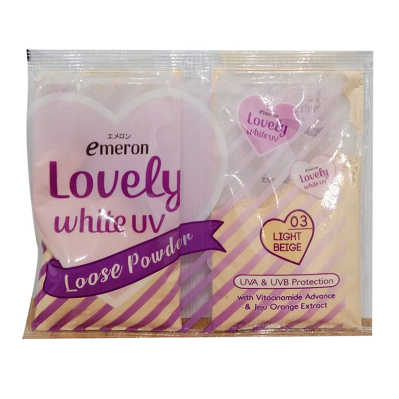 Emeron Lovely White UV Loose Powder 03. Light Beige Sachet 25gr | Gogobli