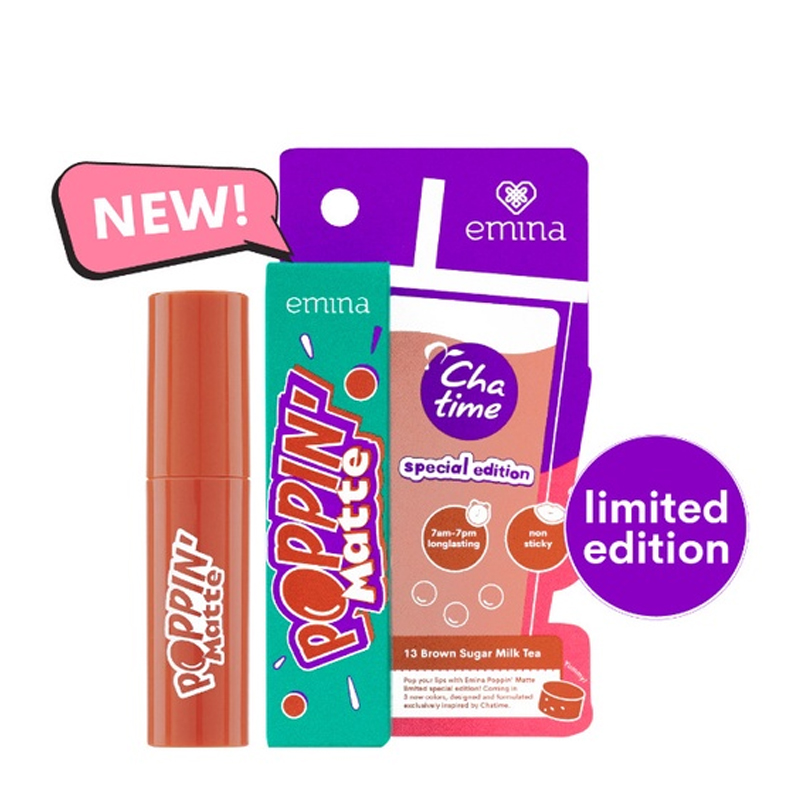 Emina Poppin Matte X Chatime 13 Brown Sugar Milk Tea 4.5gr | Gogobli