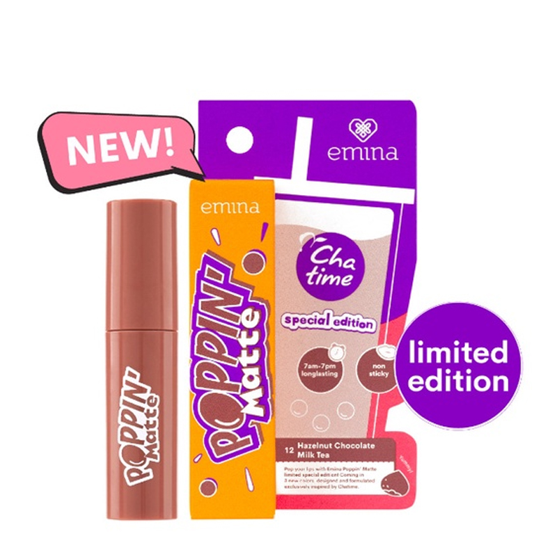 Emina Poppin Matte X Chatime 12 Hazelnut Chocolate Milk Tea 4.5gr | Gogobli