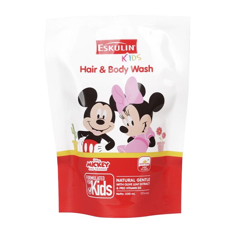 Eskulin Kids Hair & Body Wash Mickey & Friends Pouch 200ml | Gogobli