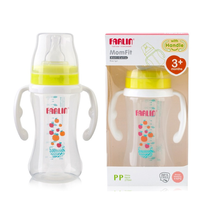 Farlin MomFit PP Wide Neck Feeding Bottle With Handle 270ml | Gogobli