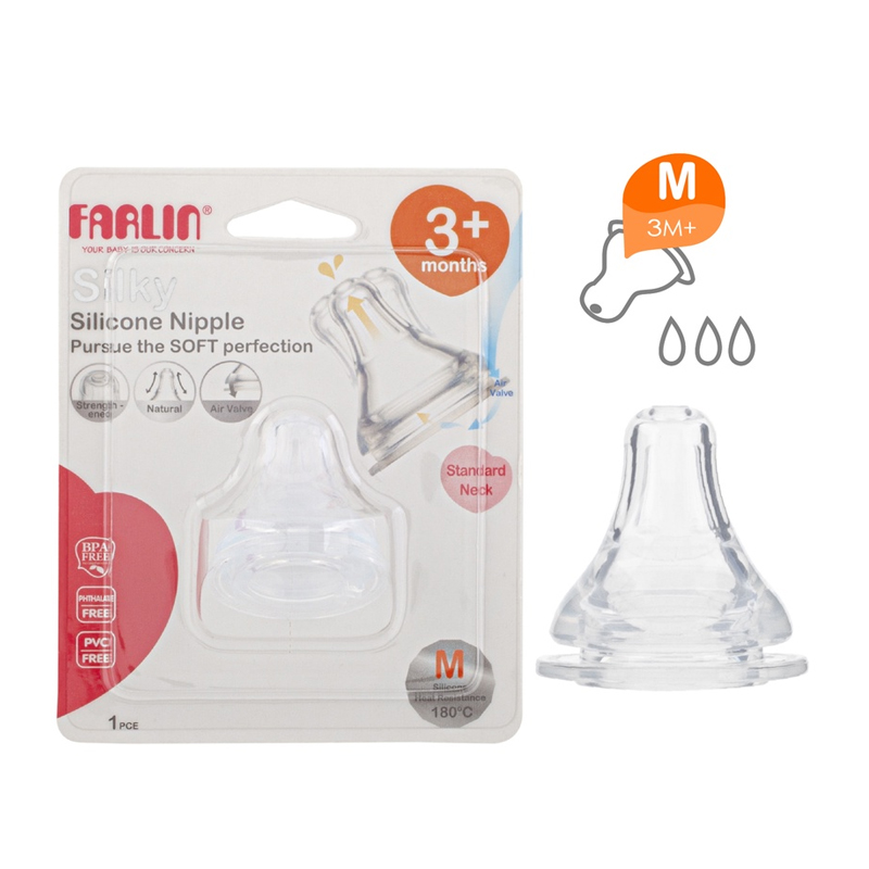 Farlin Silky Nipple Wide Neck M 1pc | Gogobli