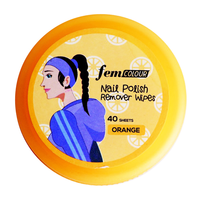 Fem Nail Polish Remover Wipes Orange (40 Sheets) | Gogobli