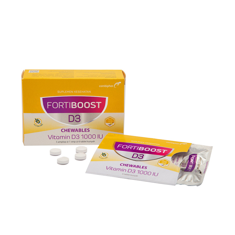 Fortiboost D3 1000 IU (5 Amplop @ 6 Tablet Kunyah) | Gogobli