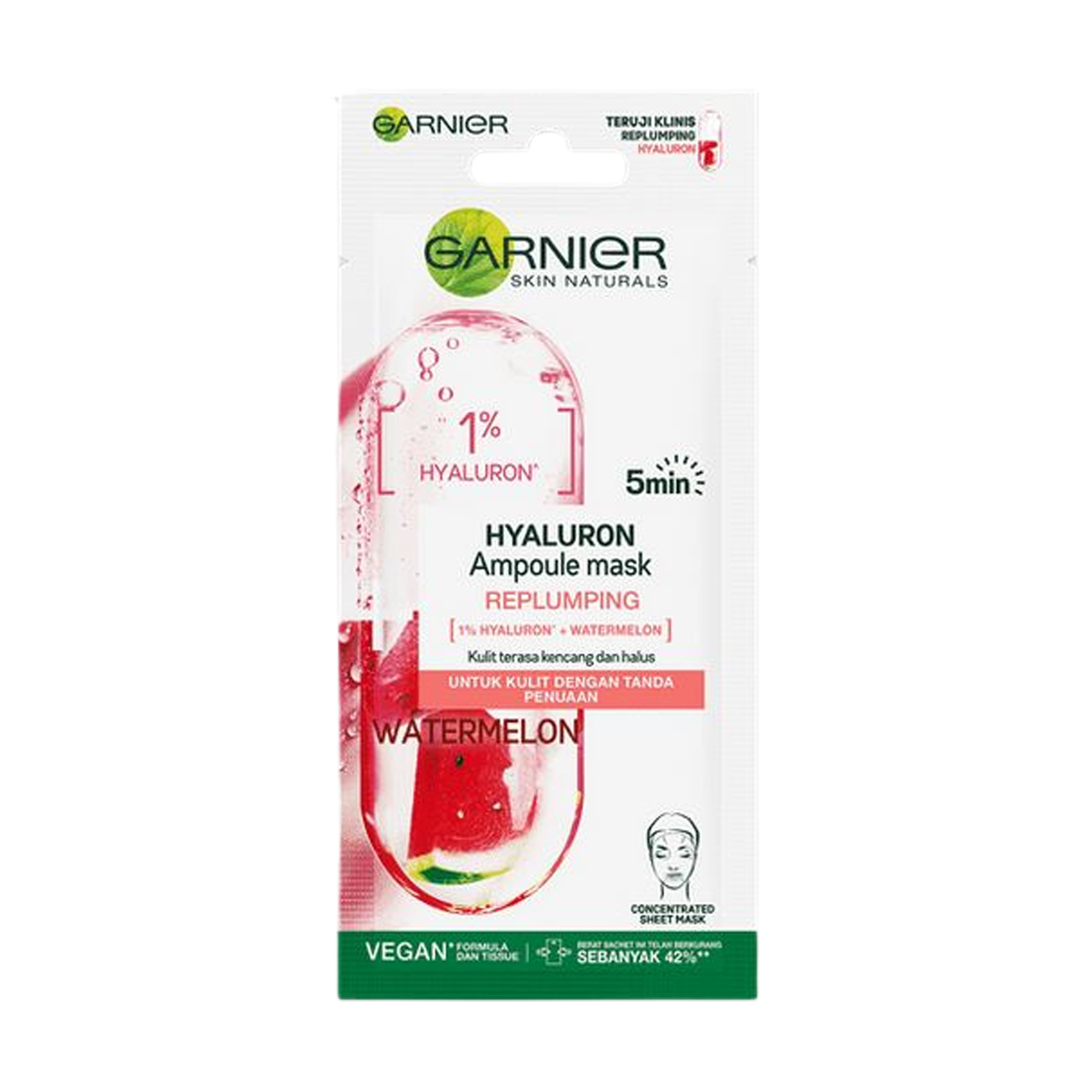 Garnier Ampoule Mask Hyaluron & Watermelon Replumping 15gr | Gogobli