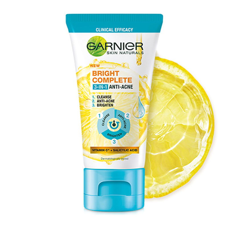 Garnier Facial Foam Bright Complete 3in1 Anti Acne 50ml | Gogobli