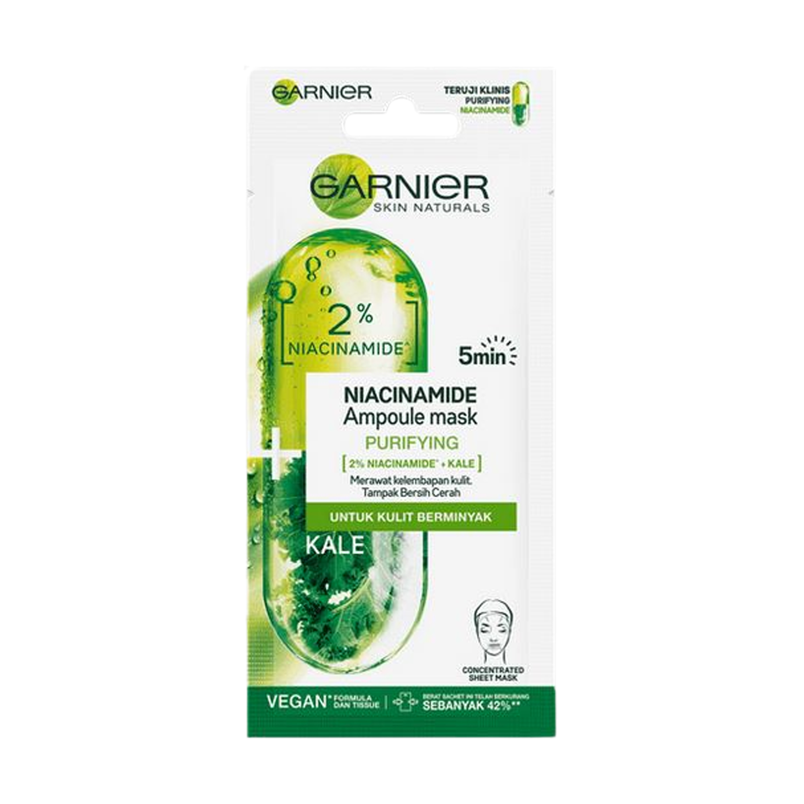 Garnier Ampoule Mask Niacinamide & Kale Purifying 15gr | Gogobli