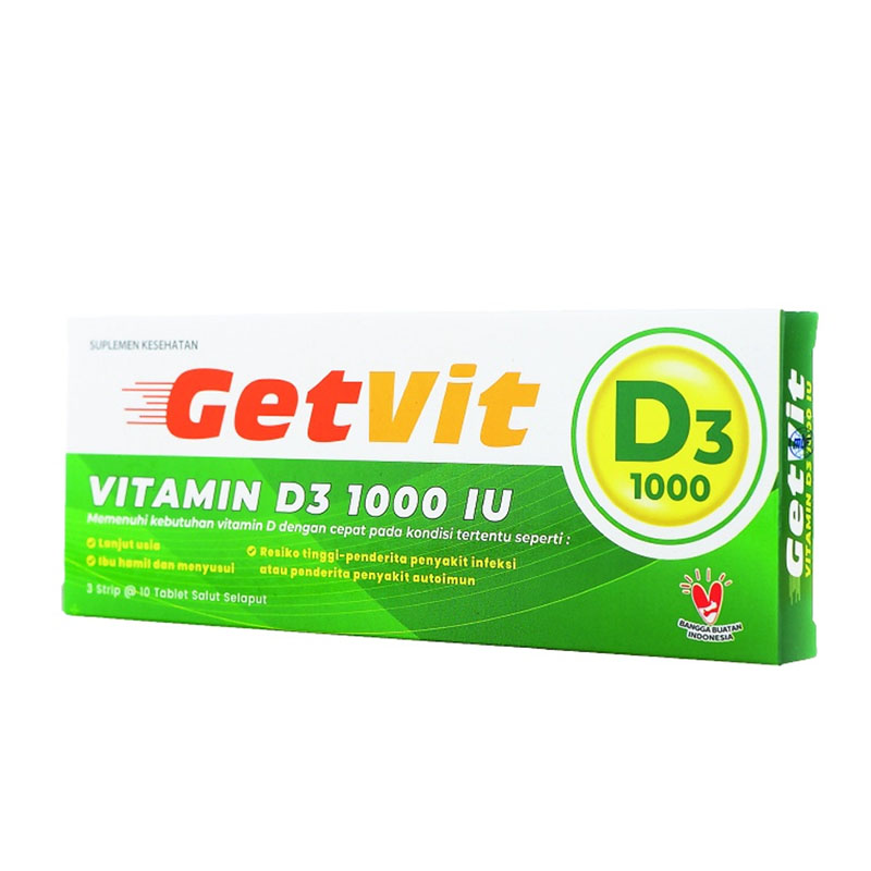 Getvit D3 1000IU (3 Strip @10 Tablet Salut Selaput) | Gogobli