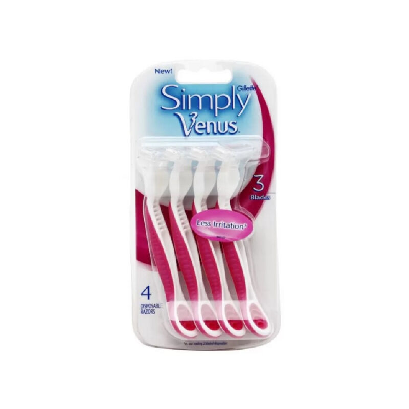Gillette Simply Venus Elastomer Handle Pink Disposable 4s | gogobli
