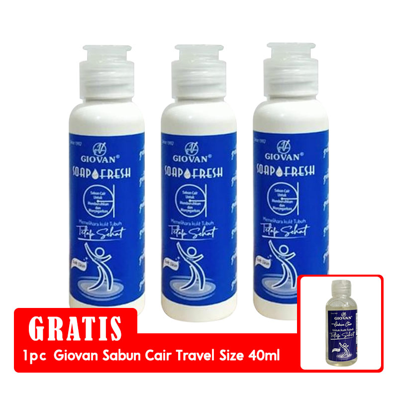 Giovan Soap Extra Fresh 90ml (BELI 3pcs GRATIS 1pc Giovan Sabun Cair Travel Size 40ml) | Gogobli